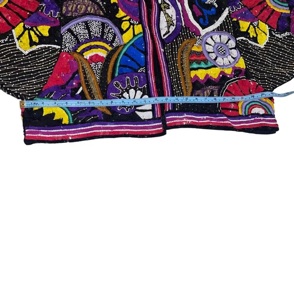 Judith Ann Creations Vintage Womens Beaded Cropped Jacket Size Large Multicolor - Picture 16 of 16